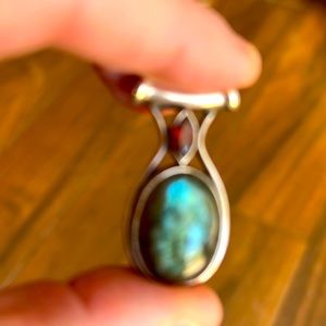 Sterling Silver Labradorite and Garnet Pendant/Enhancer